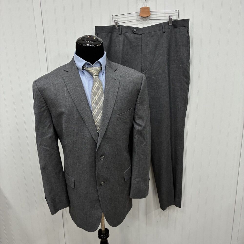 Jos. A. Bank 1905 48L - W43 x L34 Gray 100% Wool 2-Piece Suit